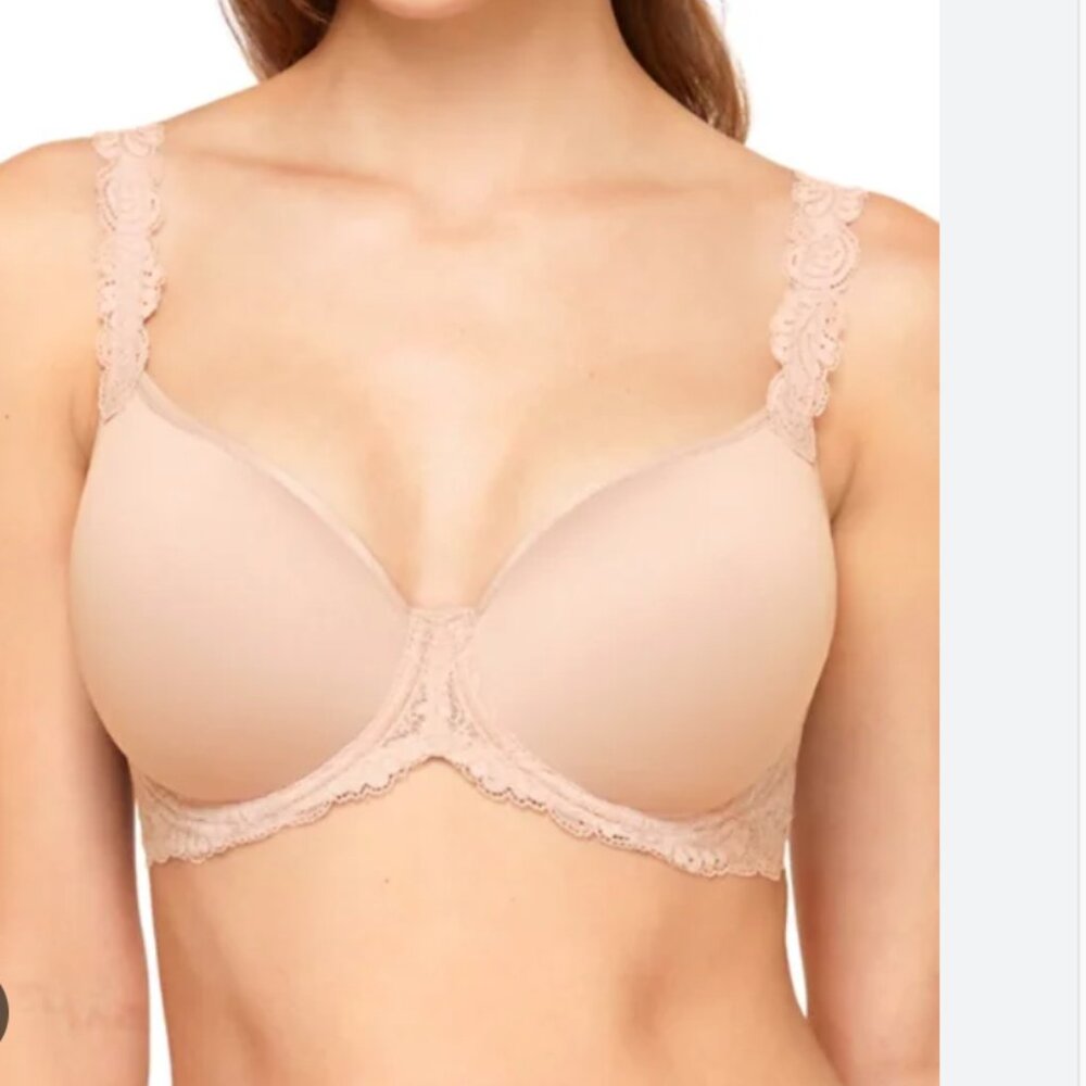 Wacoal Vivid Encounter Lace-Trim Contour Bra in Beige, Size 38DDD (38F),‎ 853395